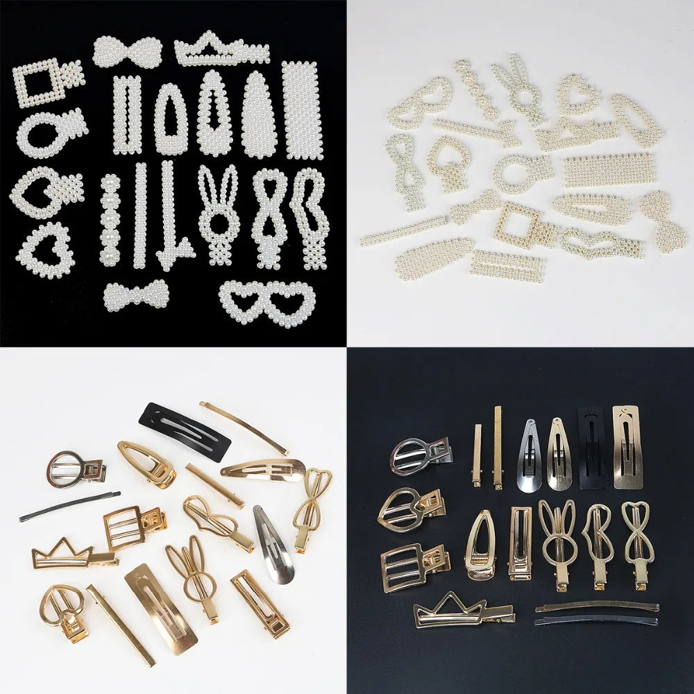 

Ivory ABS Pearls Spacers Alloy Hair Clips Hairpins Barrette Use for DIY Handmade Craft Pearl Hair Jewelry Ornaments Accessories