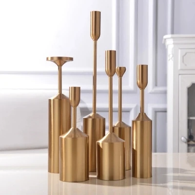 

Nordic style decorations metal candlestick modern minimalist luxury home dining table European candlestick candle ornaments