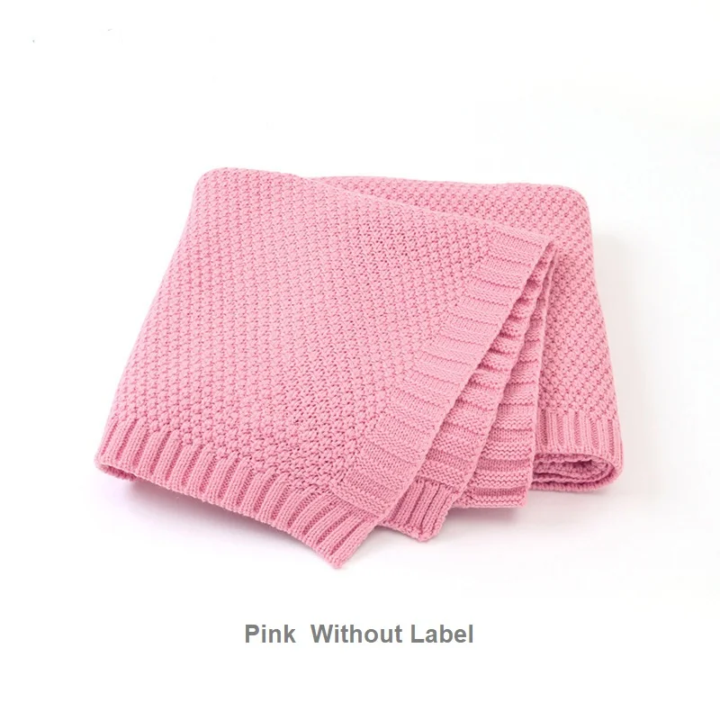 Pink No Label Детское одеяло, вязаное шерстяное одеяло для новорожденных, супер мягкое одеяло для младенцев, пеленание для детей, постельные принадлежности для малышей - Цвет: Pink No Label