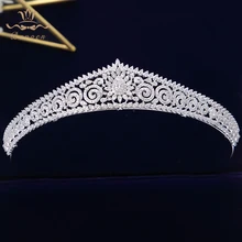 Европейский Простой сверкающий полный циркон свадебные диадемы Короны Покрытые Кристаллами свадебные ободки для волос невесты ювелирные изделия