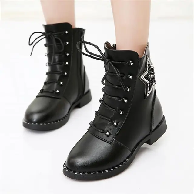New Kids Ankle Boots Students School Shoes Princess Shoes Round Toe