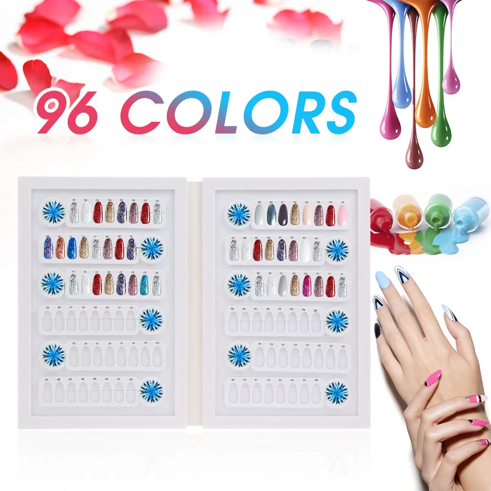 

Professional Model Nail Gel Polish Color Display Box Book Dedicated 96 Colors Card Chart Painting Manicure Nail Art Tools