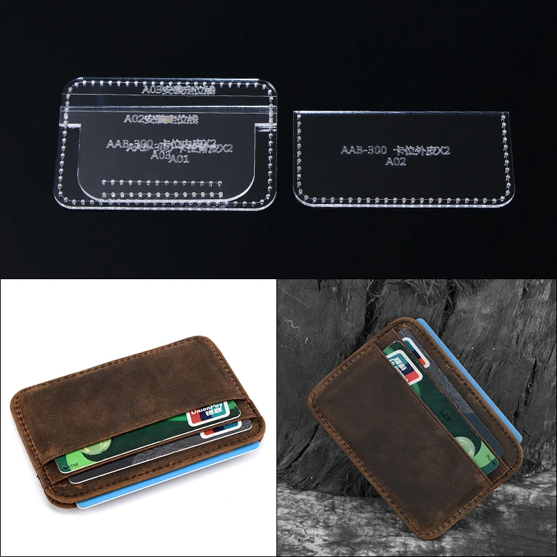 

1set DIY Acrylic Leather Template Home Handwork Leathercraft Sewing Pattern Tools Accessory Card package wallet 7*10*0.5cm