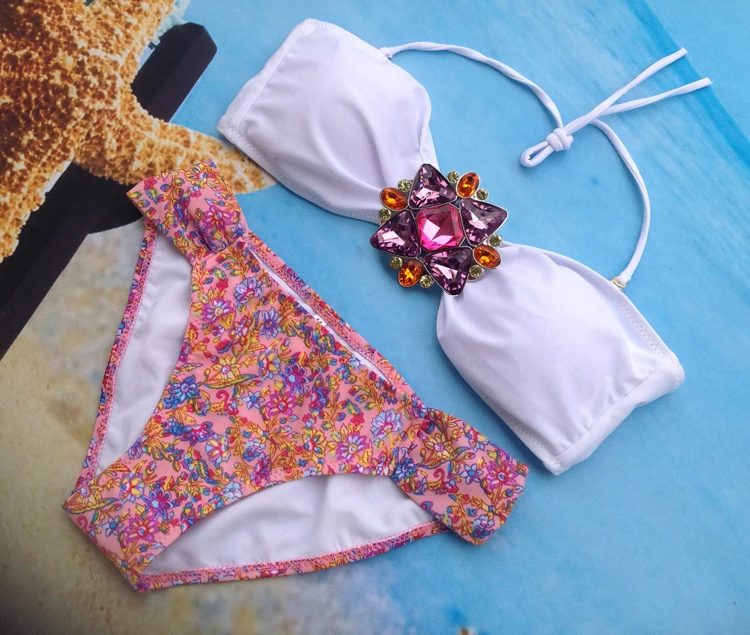 

Women Bikini Set Swimsuit 2019 New Sexy Rhinestone Bikini Set Push Up Swimwear women Bikinis Swimming Bathing Suit beachwear