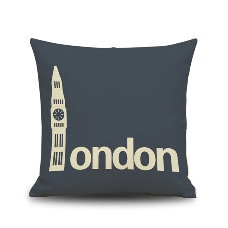 Vintage Style Cushion Cover world city Pattern Cotton Linen Pillow Cover Cushion Cover PillowCase Home Decor