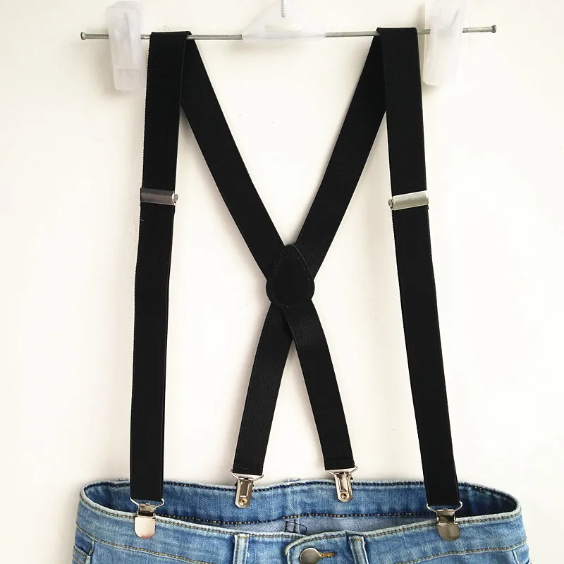 

Cool Black Suspenders Men Women Strong Elastic Strap Adujutable Clips Children Suspender Braces Boys Gift BD055
