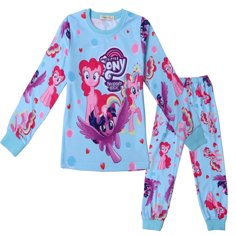 

My little Baby girls children Pajamas clothing Set toddler girl pony Sleepwear Suit kids long-sleeved+pant baby clothes pajama