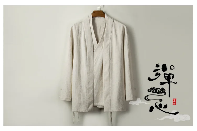 Весенне-осенняя традиционная китайская одежда для мужчин хлопково-Льняная куртка Кунг-фу Тай Чи Мастер костюм мужской китайское пальто CN-102