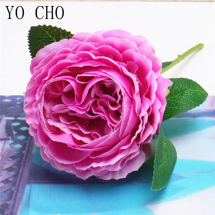 purple White peony flower rose silk artificial flower home decoration wedding flowers  (10)