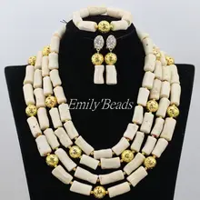 Стильные кремовые белые африканские коралловые бусины ожерелье набор индийское ожерелье для невесты ювелирный набор последняя CJ498