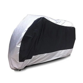 

Waterproof and dustproof Protective Cover in Polyester fiber for Motorcycle 265cm Long-XXL ( Black & silver )