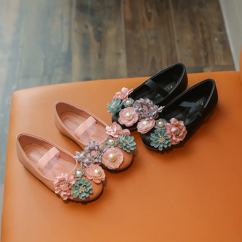 

BEILAMIUMAN KIDS 2018 Autumn Girl Flower Mary Jane Children Genuine Leather Flat Baby Fashion Princess Shoe Toddler