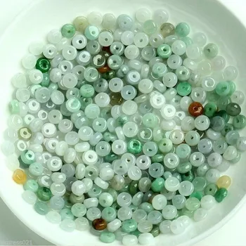 

New 10pcs Rich Green Texture 100% Natural Grade A Jadeite Circle Loose Beads