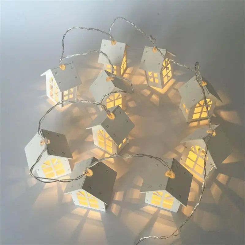 

New LED Garland Wood House String Light 2m 10LEDs Room Decor String Lamp Wedding Party Holiday Fairy Lights Novelty Lamp