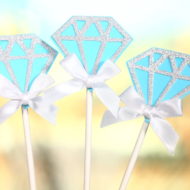 

1PC Wedding Cake Topper Diamond Ring Mr Mrs Cake Toppers Cupcakes flags Unique Wedding Gift Cake Flags Bride Groom Party Decor