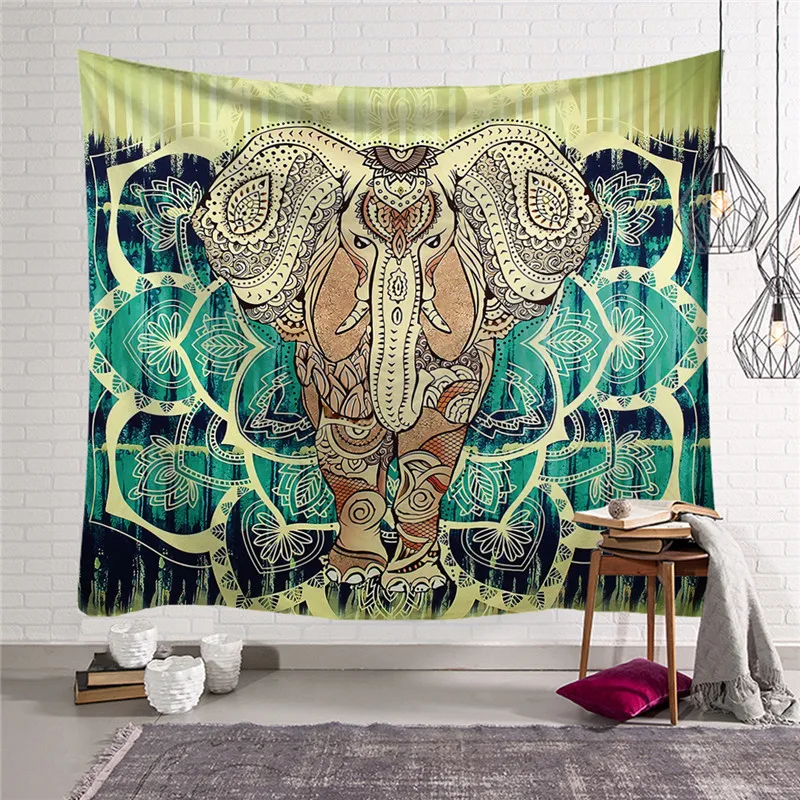 

New Watercolor Elephants Pattern Tapestry Modern Style Home Renovation Home Table Cloth Yoga Blanket Beach Towel w3-new-Lk-9