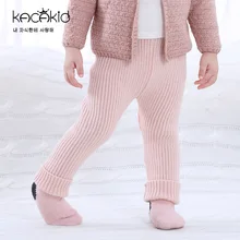 KACAKID/осень-зима; вязаные детские штаны унисекс; теплые модные детские штаны для малышей; вязаные штаны в полоску для малышей; 3360