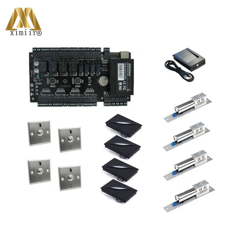 

TCP/IP controller C3-400 4 doors access control board with free software card reader switch electric bolt lock ID card register