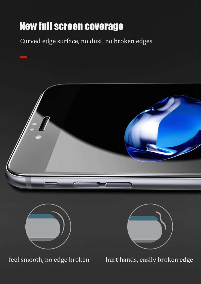 5D закаленное стекло с закругленными краями для iPhone 6 6s Plus 7 8, защитное стекло на весь экран для iPhone 8 7 Plus X