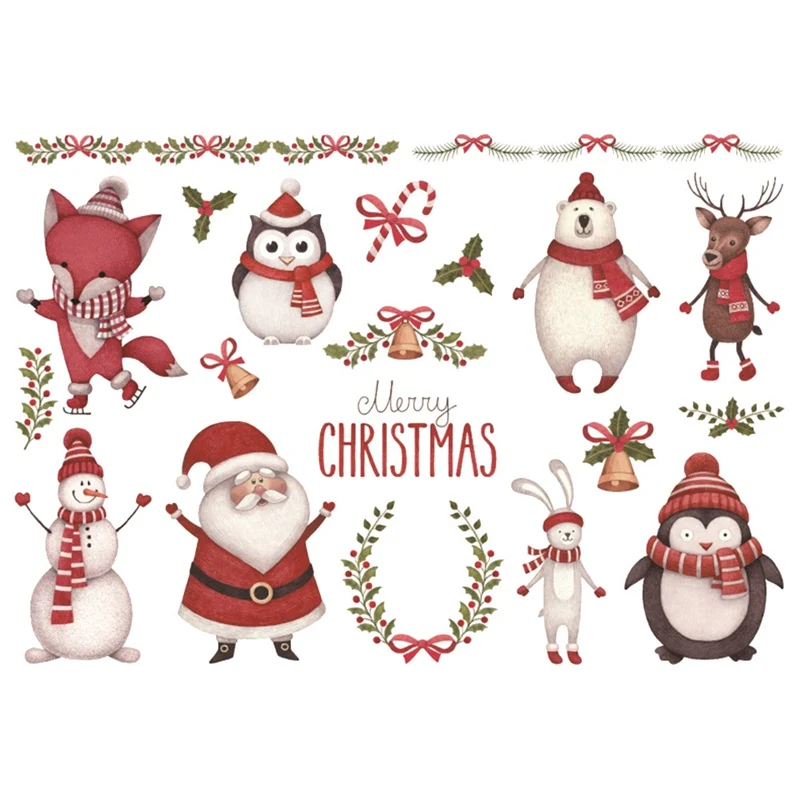 

1pc Christmas Elk Snowman Santa Claus uncut decoration sticker