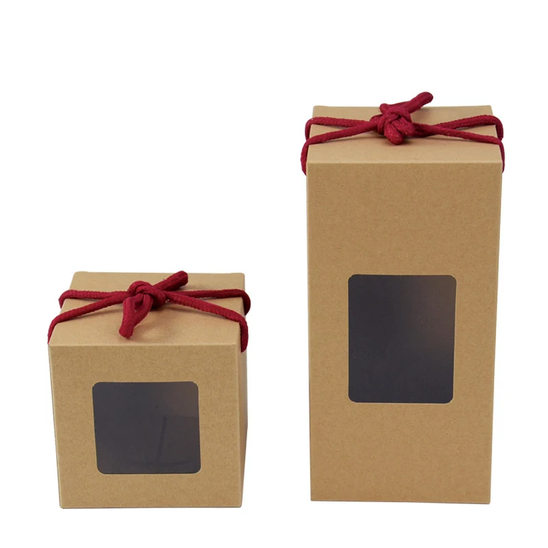 10pcs/lot Kraft Paper Boxes 2 Size Gift Box With Window