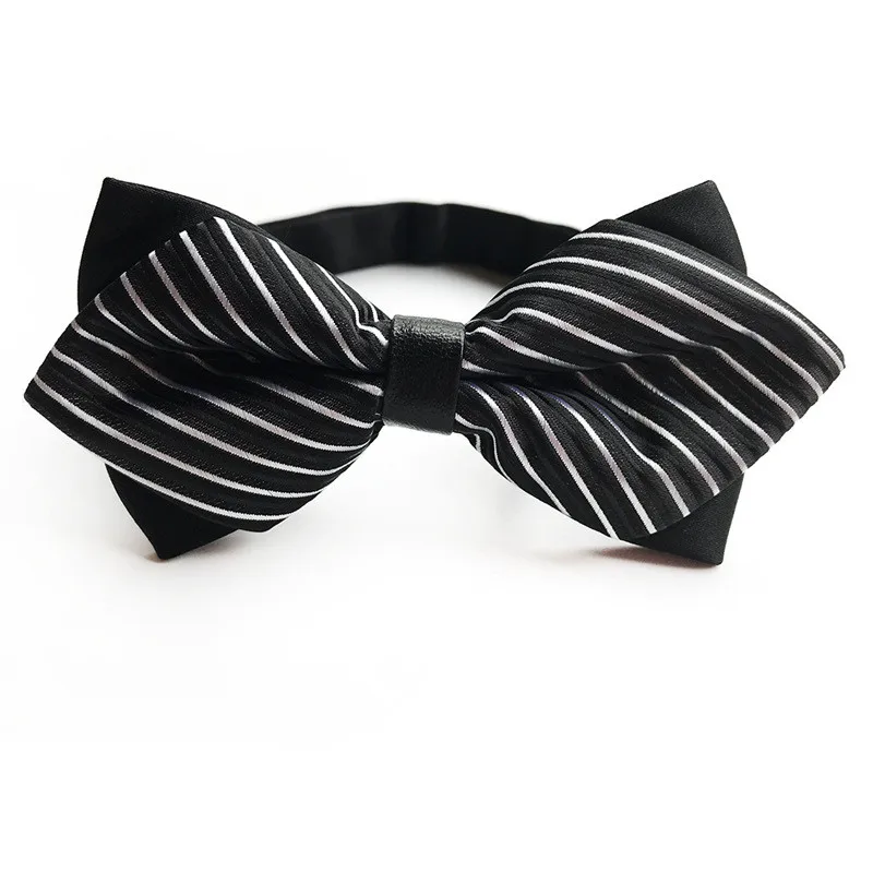 

Black White Striped Pointed 11.5cm*5.5cm Men Tie Bow Ties Jacquard Silk Bowties Luxury Gravatas Borboleta Bulk Lot Wholesale