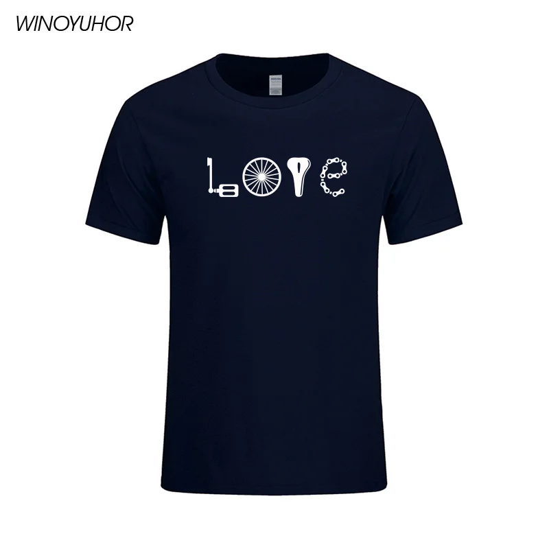 Мужские футболки с надписью Love Bikes, лето, новинка, повседневные мужские футболки, Забавные футболки с изображением велосипеда, подарок для влюбленных, топы, крутая уличная одежда, Camisetas Masculina - Цвет: Navy
