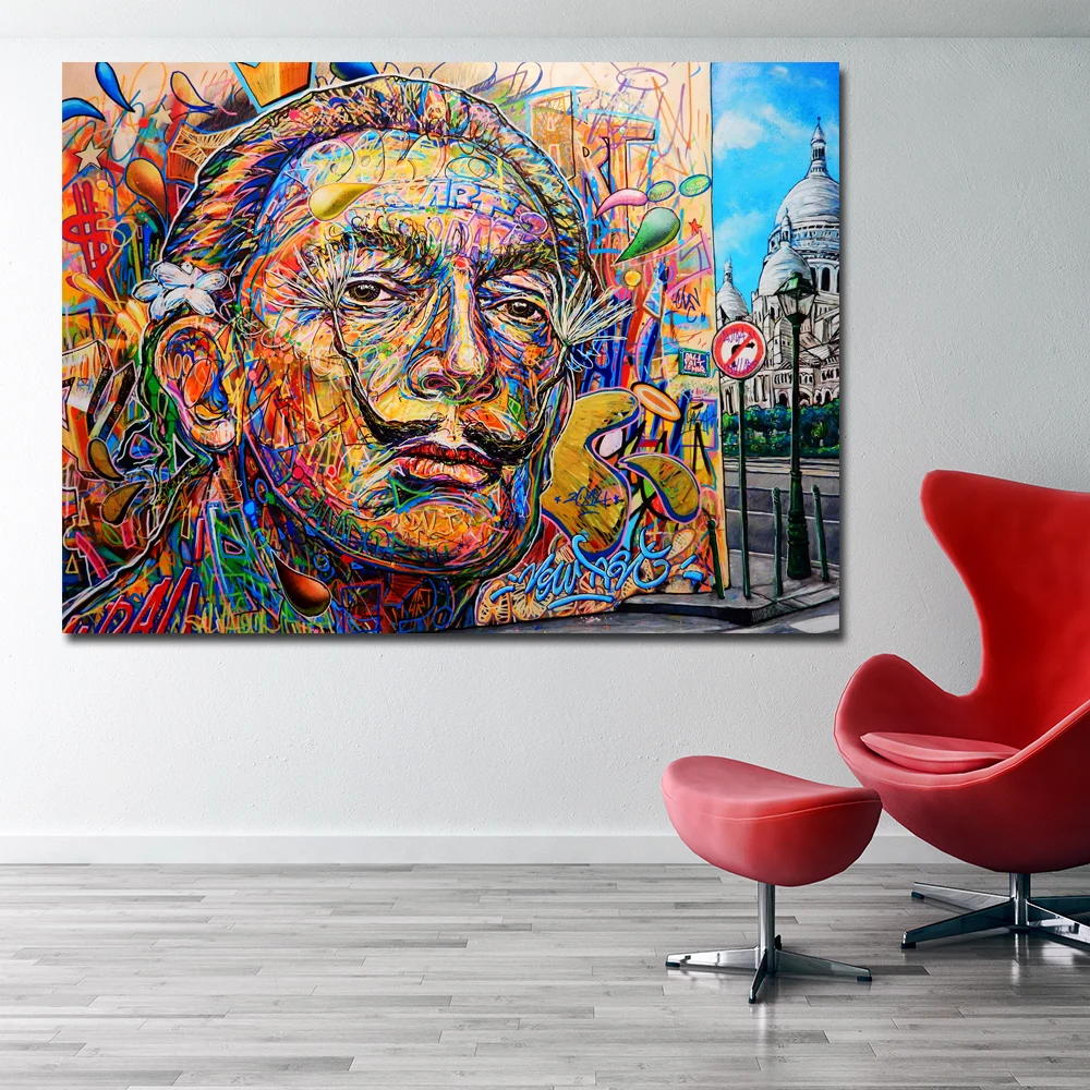 Salvador Dali красочный портрет масляными красками стены искусства Постеры-холсты