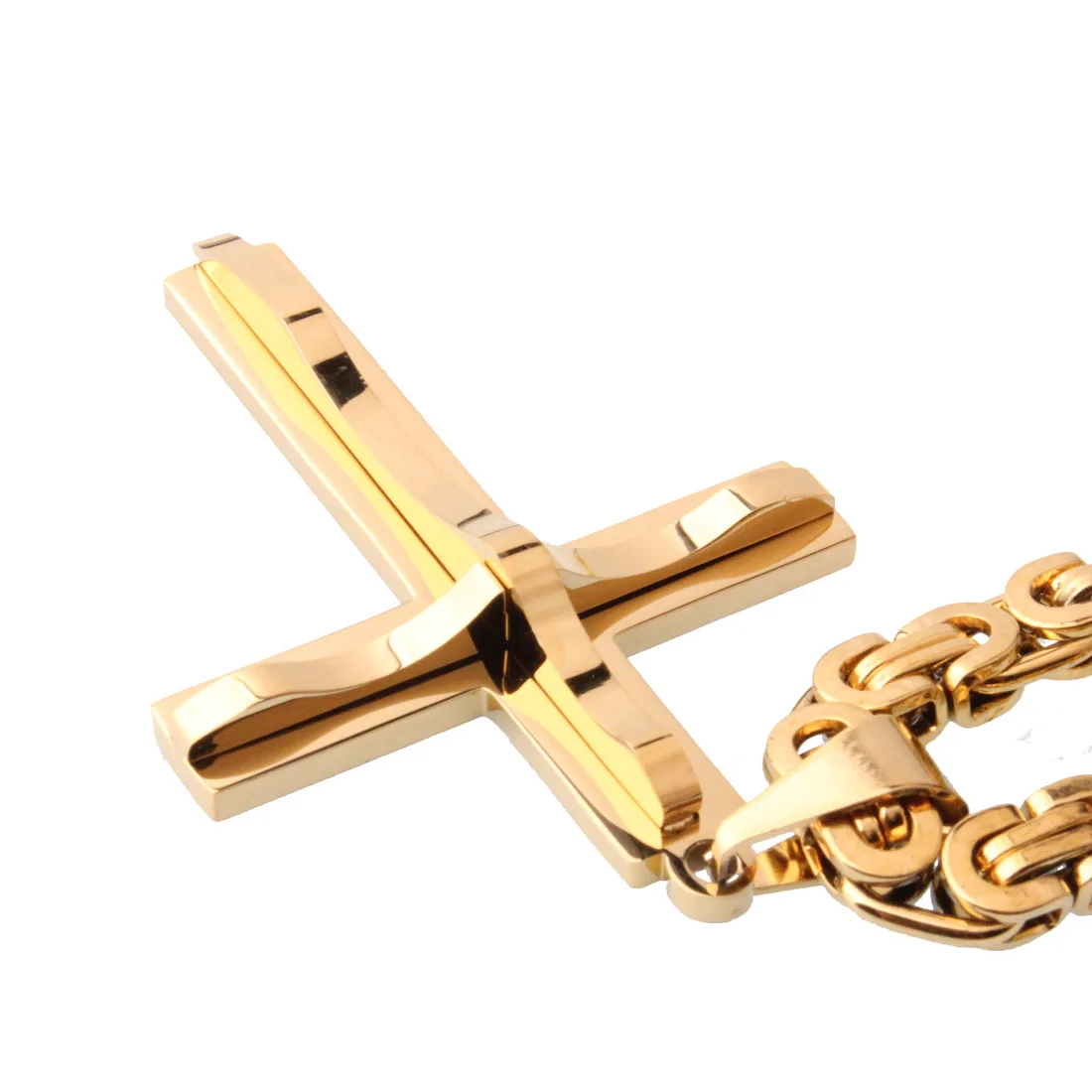 Крутой Золотой христианский крест кулон ожерелье мужской крепкий из нержавеющей стали Распятие звено цепи Религиозные ювелирные изделия тело заявление подарок
