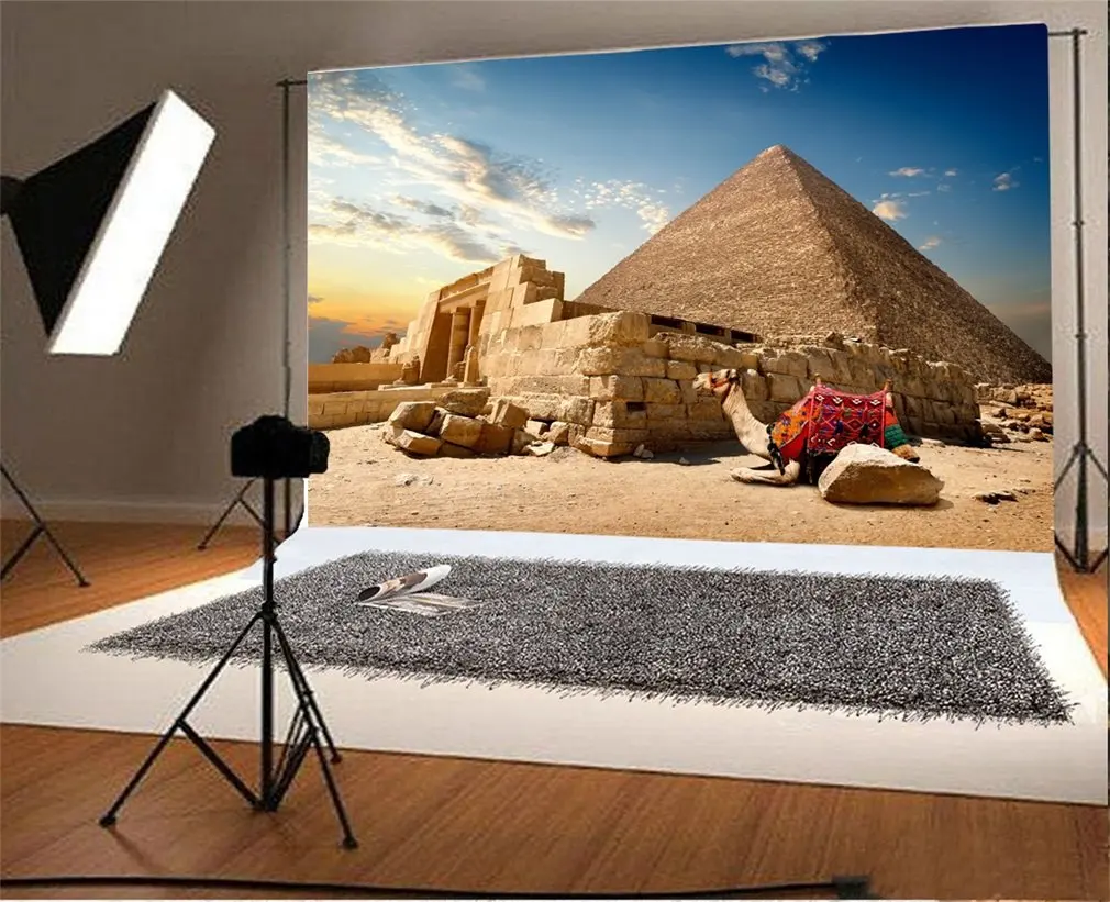 

Photography Backdrop Egyptian Pyramids Camel Religious Belief Photo Background
