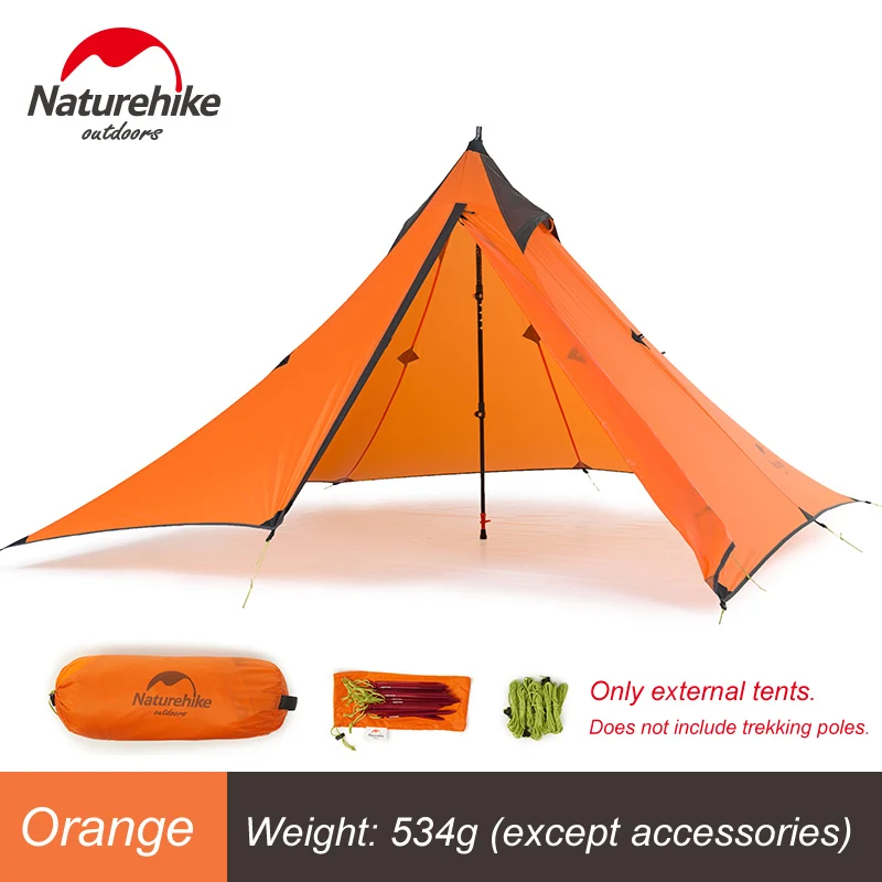 Naturehike открытый сверхлегкий тент 1 человек водонепроницаемый 20D силиконовый туристический кемпинг палатка зимние палатки NH17T030-L - Цвет: External tent