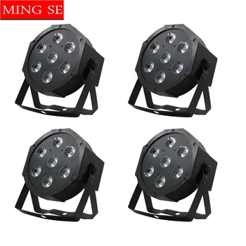 

4pcs/lots Fast shipping 7x12w led Par lights RGBW 4in1 flat par led dmx512 control Voice control Mini Par Lights