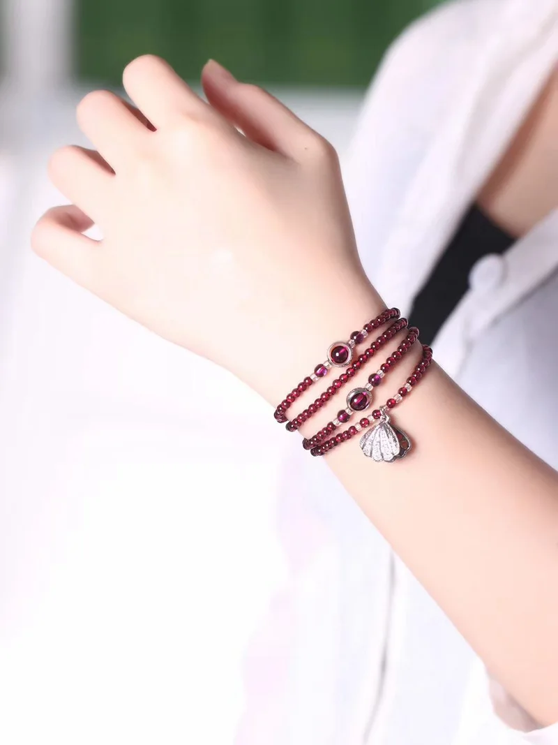

High Quality 3.5mm Smooth Natural Red Garnets Stone Fashion Elasticity Bracelets Valentines Day Birthday wj398