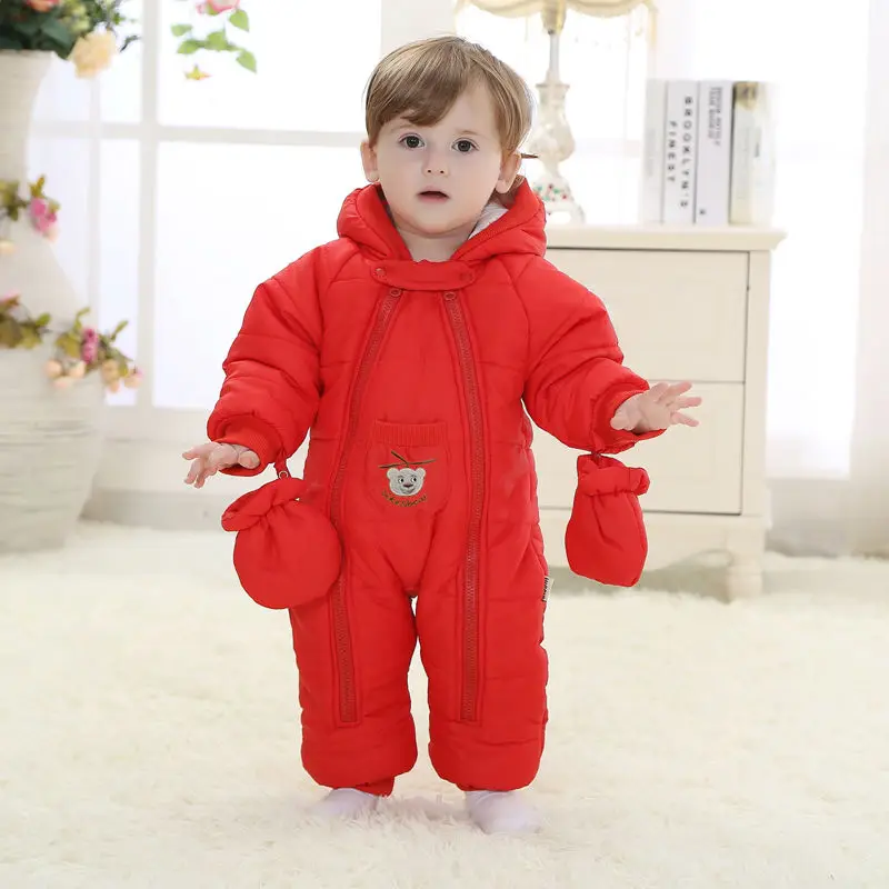 Baby rompers snow wear Christmas gift for baby clothes Winter thermal cotton outwear baby one pieces cotton rompers