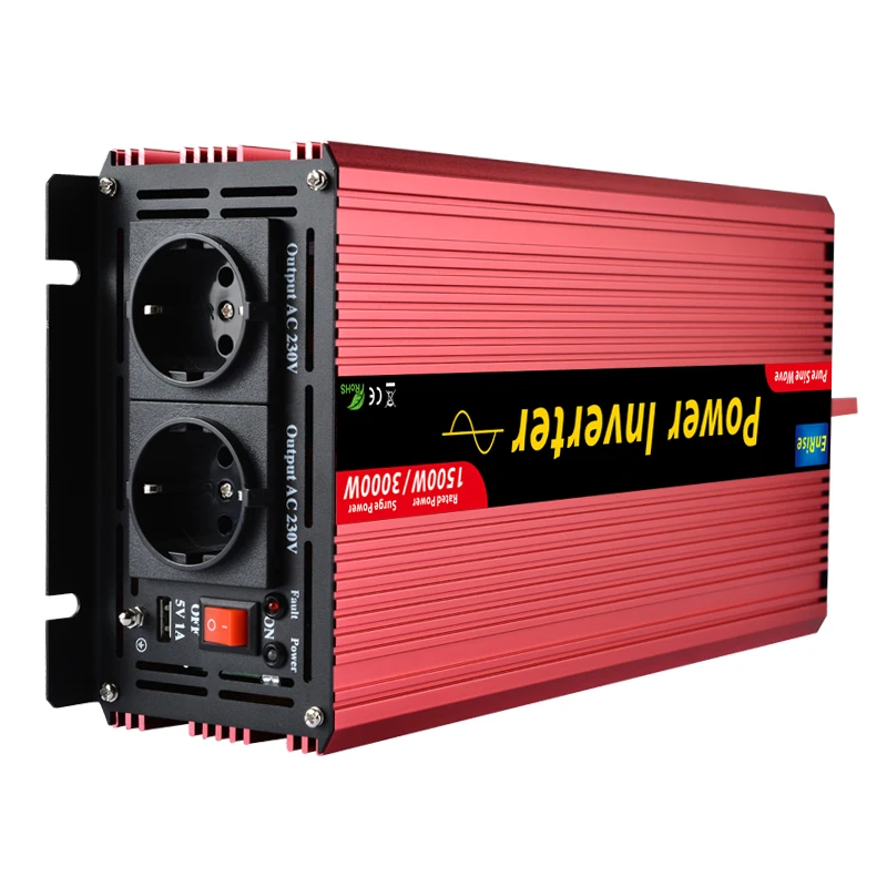 Newest high efficient DC 24V to AC 220V 1500w max 3000w pure sine wave power inverterssine wave