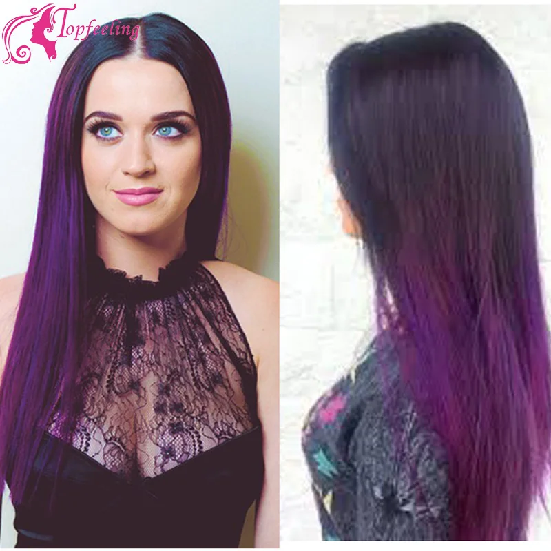 2016 Fashion Two Tone 1b Purple Ombre Full Lace Wigs Human Hair Two Tone 1b Purple Ombre Full Lace Wigs Human Hair Brazilian Glueless Front Wig Silky Straight Middle Parts In From