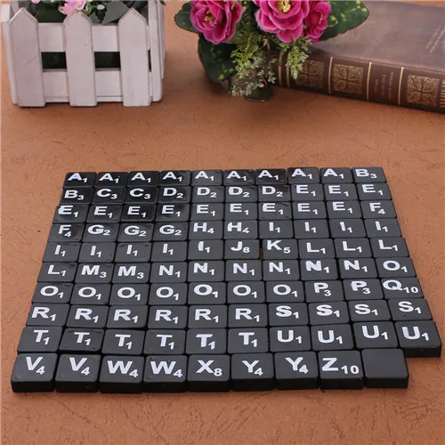 

99pcs Plastic Scrabble Tiles English Letters Numbers Black/White Font Toy For Kids Children Puzzles Model Educational Toys