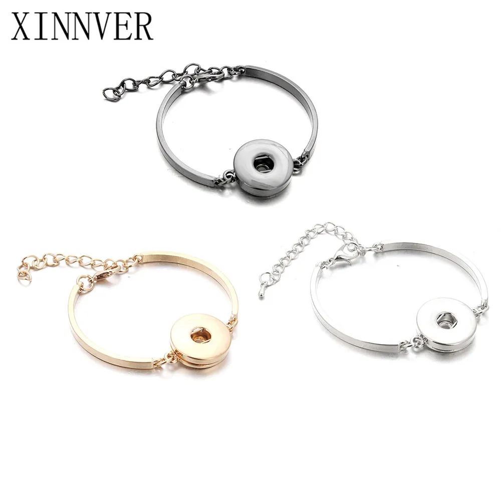 

Silver Bangle Bracelet With Snaps 18mm Metal Snap Button Bracelet For Women Men's Watch Cuff Bangle Button Bracelet ZE154