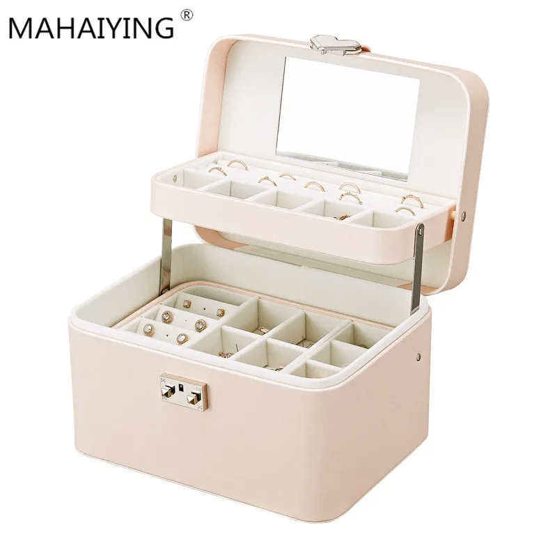 

Pure Color Round Corner Automatic Disc Receipt Box Multilayer Desktop Jewelry Box Portable Cosmetic Box