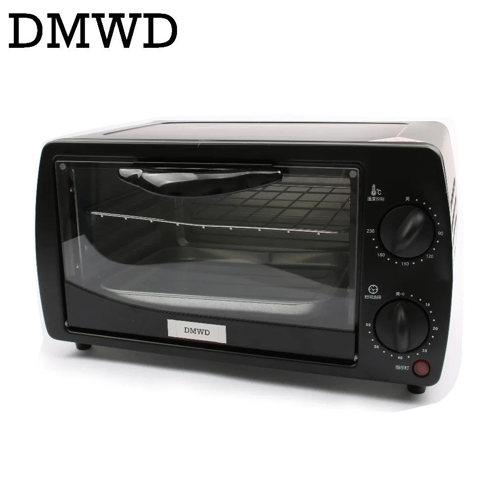 DMWD Мини Бытовая электрическая духовка многофункциональная печь для выпечки пиццы с таймером 60 минут тостер из нержавеющей стали 2 слоя 9L