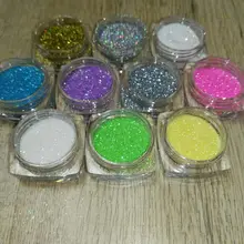 10 цветов, 0,2 мм, стеклярус, голограмма для ногтей, блеск, пыль, порошок, ногти, искусство, голографические сухие блестки, блестки для ногтей, украшения