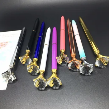 

Hot Sale Metal Ballpoint Pen Big Crystal Diamond Office Supplies Various Colors Pens Exquisite Writing Tool