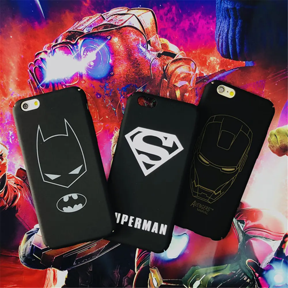 

DC Hero Batman Superman Matte Plastic Back Cover For iPhone 5 SE 6 7 8 Plus Marvel Avengers Iron Man Captain America Case Coque