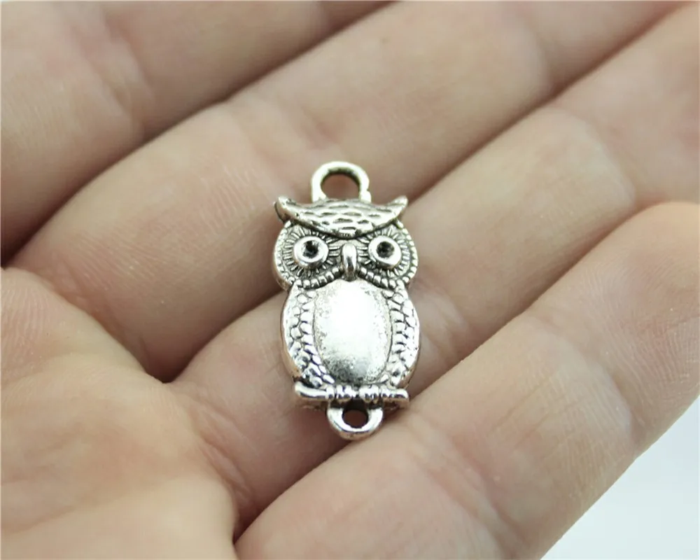 

WYSIWYG Owl Connector Charms Pendant DIY Jewelry Findings Antique Silver Tone 27x13mm 8pcs/lot