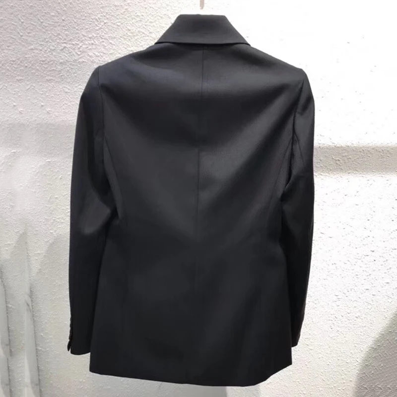 À Double Manches Boutonnage 2019 Vestes Qualité Mode Haute Longues Femme Black Mince Noir Femmes Formelle Manteau De xqOTw7R