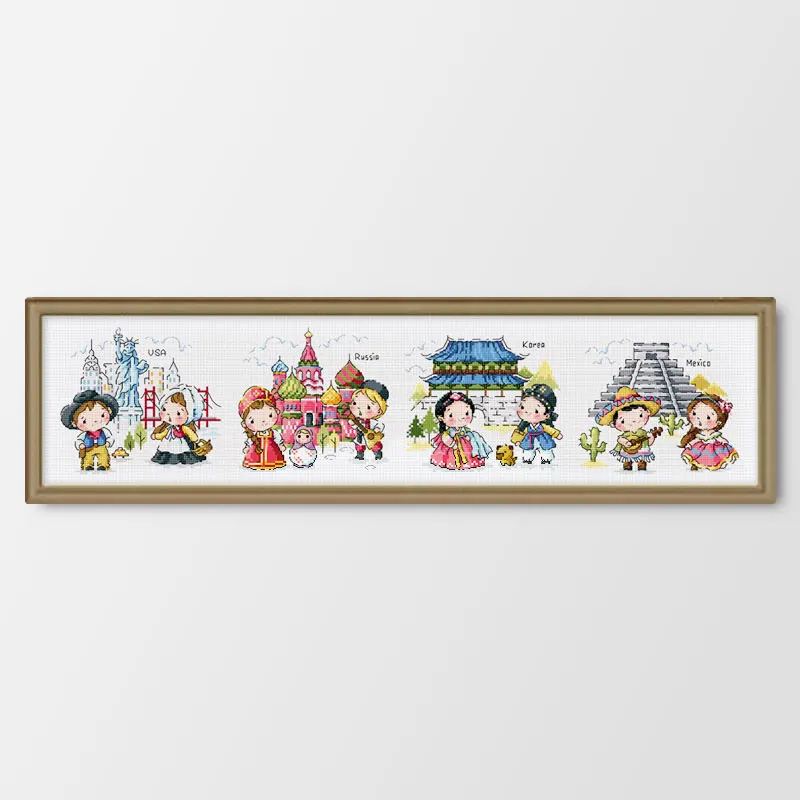 

Travel around the world Russia Counted & Stamped Cross stitch kits DIY embroidery needlework home decoration cartoon picture