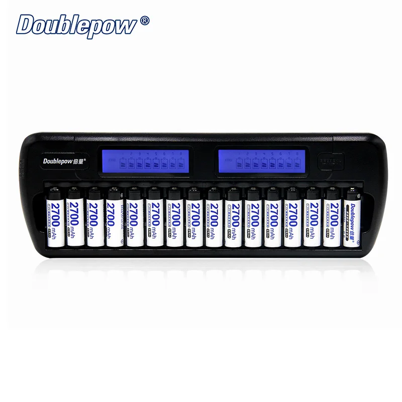 Зарядное устройство Doublepow 16 слотов 2 LCD внутренняя защита IC умное быстрое зарядное