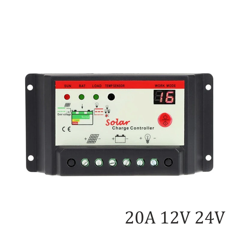 

20A 12V 24V 100W 200W PWM Solar Panel Charger Seal GEL AGM Battery Charger Batterys PV Street light lamp control
