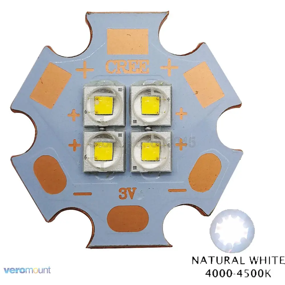 10 шт Cree XPE2 XP-E2 3 V 6 V 12 V 4 чипов высокой Мощность светодиодный излучатель холодный белый теплый белый нейтральный белый красный Цвета на 20 мм Медь печатной платы - Испускаемый цвет: Neutral White 4500K