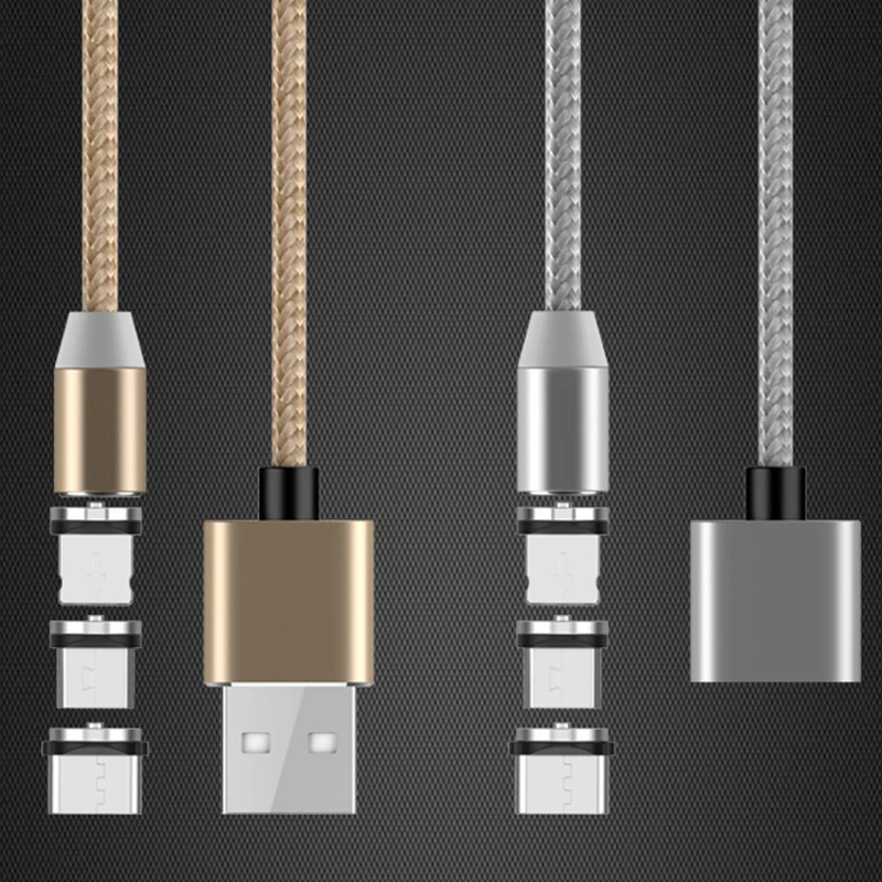 3 في 1 LED المغناطيسي كبل شحن الإضاءة المصغّر usb نوع C الهاتف كابل ل فون X 7 8 6 ل Xiaomi 4 X المغناطيس سريع شاحن 1 M